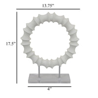 Saina Tabletop Decor, White Acrylic Base, 18 Inch Round Circle Pattern -BM331058