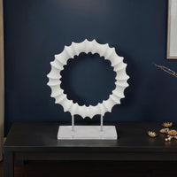 Saina Tabletop Decor, White Acrylic Base, 18 Inch Round Circle Pattern -BM331058