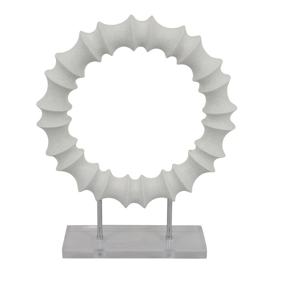 Saina Tabletop Decor, White Acrylic Base, 18 Inch Round Circle Pattern -BM331058