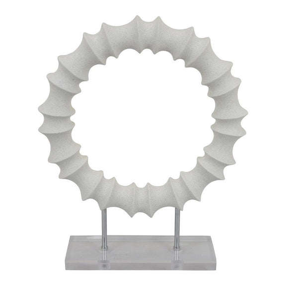 Saina Tabletop Decor, White Acrylic Base, 18 Inch Round Circle Pattern -BM331058
