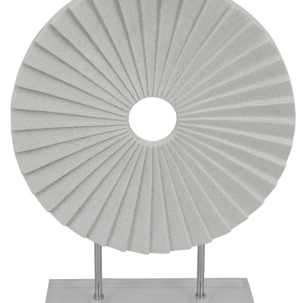Saina Tabletop Decor, White Acrylic Base, 17 Inch Round Sunburst -BM331059