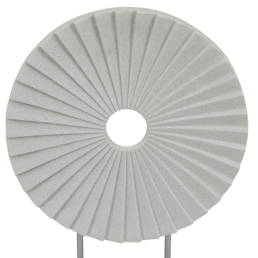 Saina Tabletop Decor, White Acrylic Base, 17 Inch Round Sunburst -BM331059