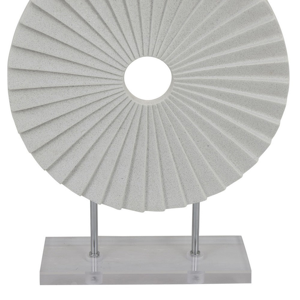 Saina Tabletop Decor, White Acrylic Base, 17 Inch Round Sunburst -BM331059