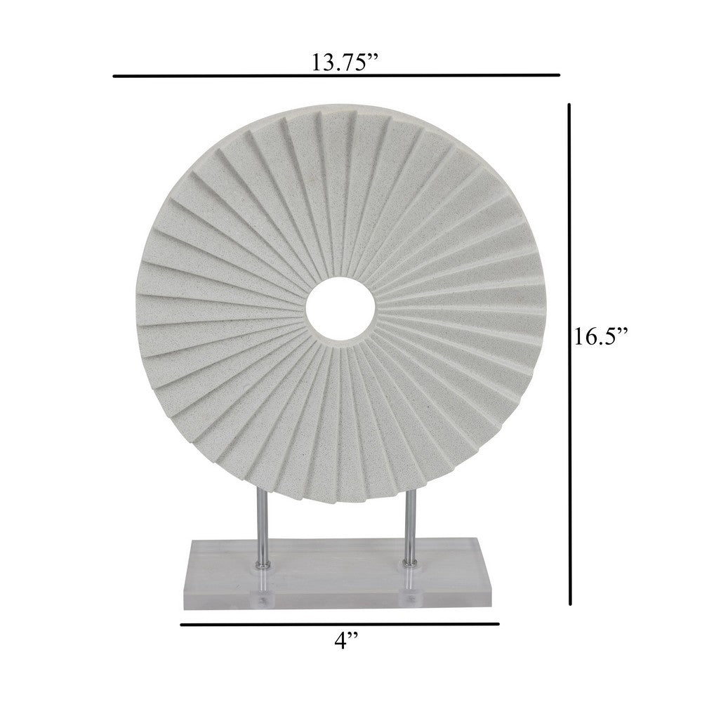 Saina Tabletop Decor, White Acrylic Base, 17 Inch Round Sunburst -BM331059