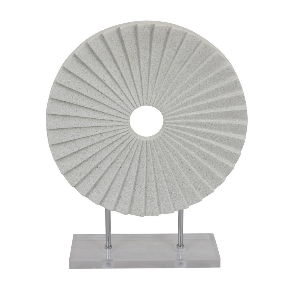 Saina Tabletop Decor, White Acrylic Base, 17 Inch Round Sunburst -BM331059