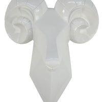 Ellena Ram Head Wall Decor, Modern Glossy White Resin Frame, 15 Inch -BM331060