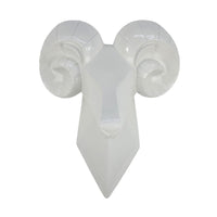 Ellena Ram Head Wall Decor, Modern Glossy White Resin Frame, 15 Inch -BM331060