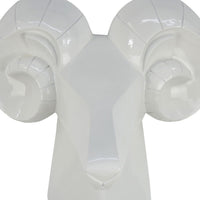 Ellena Ram Head Wall Decor, Modern Glossy White Resin Frame, 15 Inch -BM331060