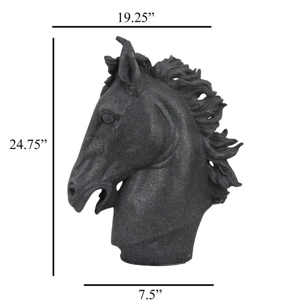 Ellena Horse Head Accent Bust, Highly Detailed Black Resin, 25 Inch -BM331061