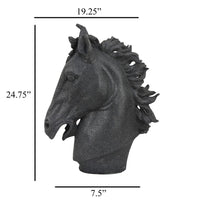 Ellena Horse Head Accent Bust, Highly Detailed Black Resin, 25 Inch -BM331061