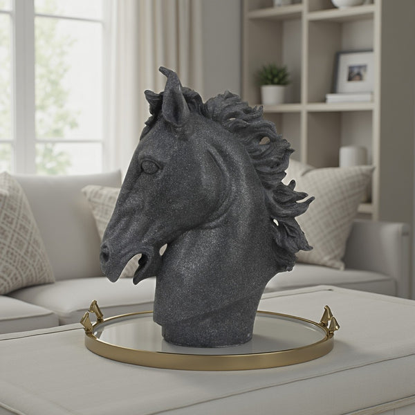 Ellena Horse Head Accent Bust, Highly Detailed Black Resin, 25 Inch -BM331061