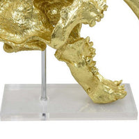 Rimaa Sabertooth Tiger Tabletop Decor, Gold Resin, Acrylic, 13 Inch -BM331062