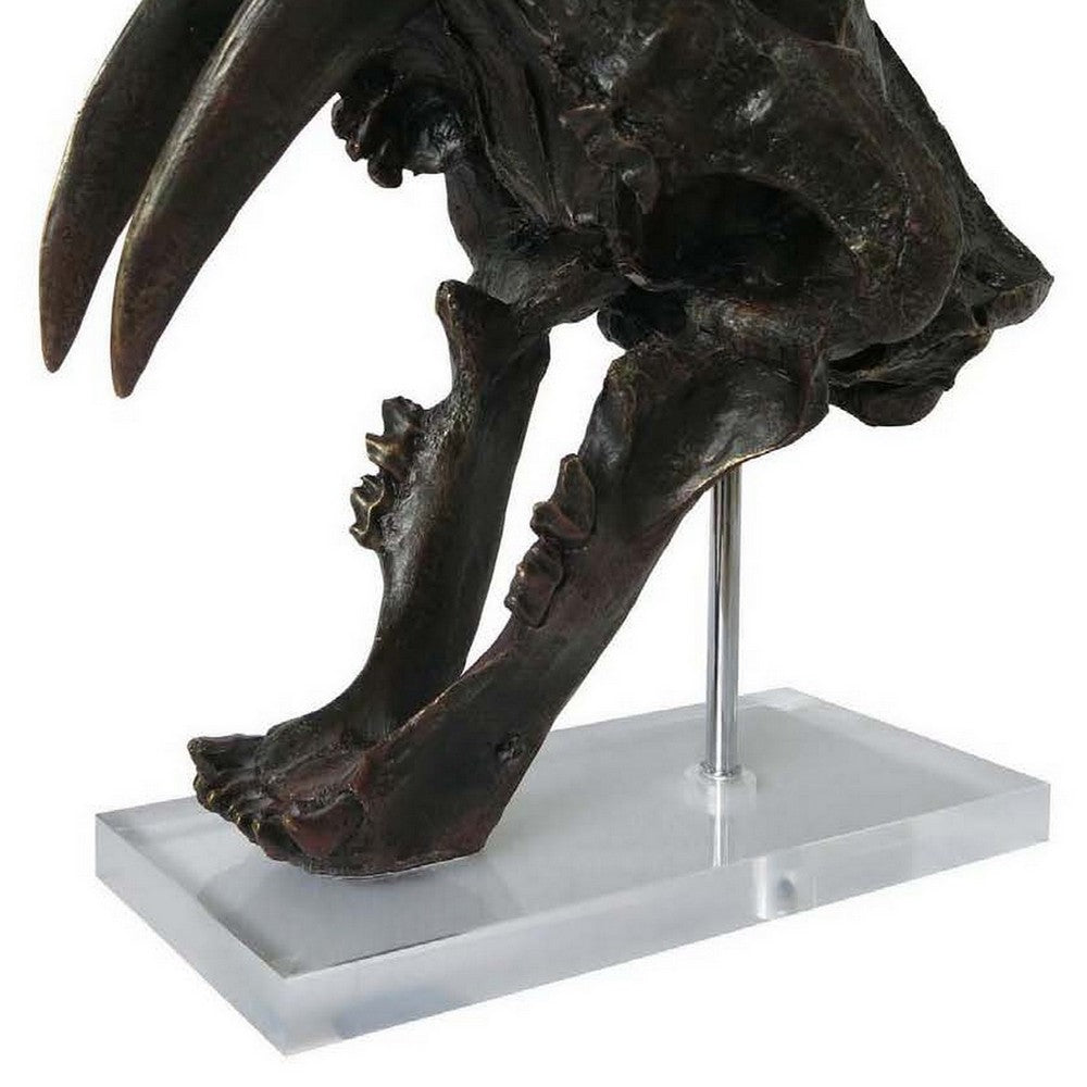 Rimaa Sabertooth Tiger Tabletop Decor, Black Resin, Acrylic, 13 Inch -BM331063