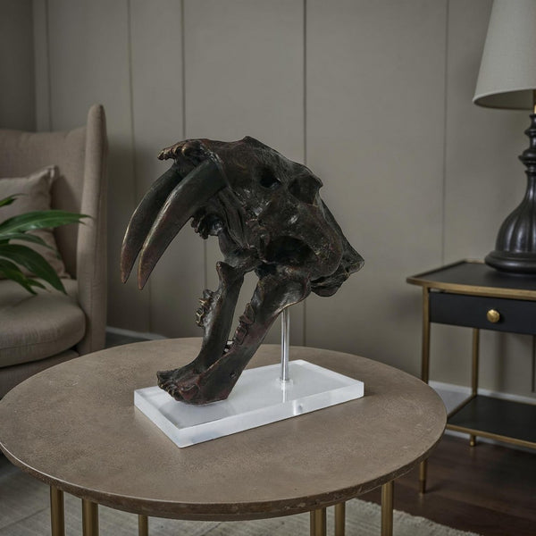 Rimaa Sabertooth Tiger Tabletop Decor, Black Resin, Acrylic, 13 Inch -BM331063