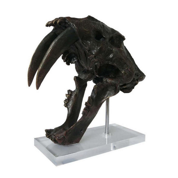 Rimaa Sabertooth Tiger Tabletop Decor, Black Resin, Acrylic, 13 Inch -BM331063