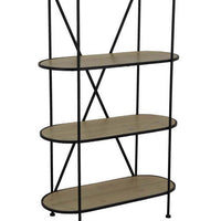 Kellie, Plant Display Stand, 4 Shelves, Black Metal Brown Wood 38 Inch -BM331064