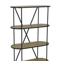 Kellie, Plant Display Stand, 4 Shelves, Black Metal Brown Wood 38 Inch -BM331064