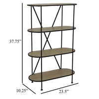 Kellie, Plant Display Stand, 4 Shelves, Black Metal Brown Wood 38 Inch -BM331064
