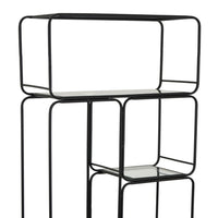 Kellie Plant Display Stand with 5 Shelves, Black Metal and Glass -BM331067