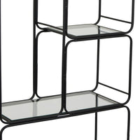 Kellie Plant Display Stand with 5 Shelves, Black Metal and Glass -BM331067
