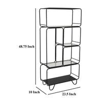 Kellie Plant Display Stand with 5 Shelves, Black Metal and Glass -BM331067