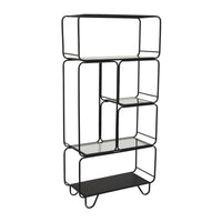 Kellie Plant Display Stand with 5 Shelves, Black Metal and Glass -BM331067