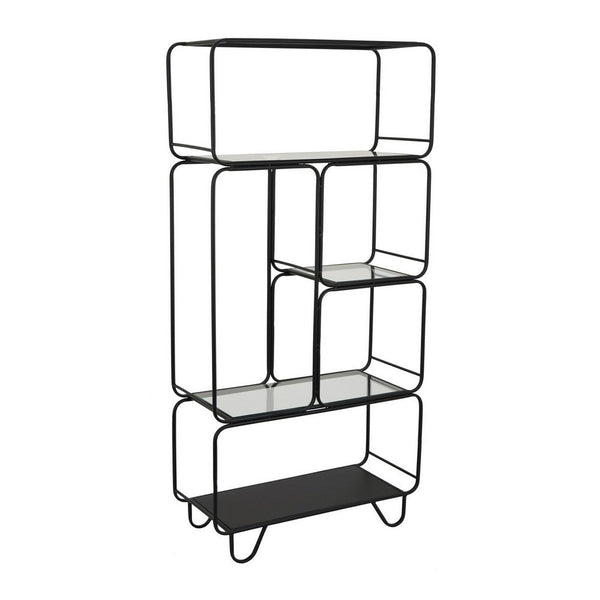 Kellie Plant Display Stand with 5 Shelves, Black Metal and Glass -BM331067