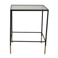 Kellie Plant Stand Table Set of 2, Black Metal with Clear Glass Tops -BM331068
