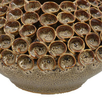 Rysa Vase, Glossy Brown Ceramic, Unique Coral Texture Design, 11 Inch -BM331069