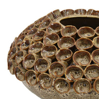 Rysa Vase, Glossy Brown Ceramic, Unique Coral Texture Design, 11 Inch -BM331069