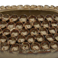 Rysa Vase, Glossy Brown Ceramic, Unique Coral Texture Design, 14 Inch -BM331070