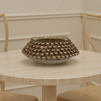 Rysa Vase, Glossy Brown Ceramic, Unique Coral Texture Design, 14 Inch -BM331070