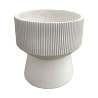 Keyan Accent Planter Set of 3, White Resin Ribbed Design, Tapered Base -BM331072