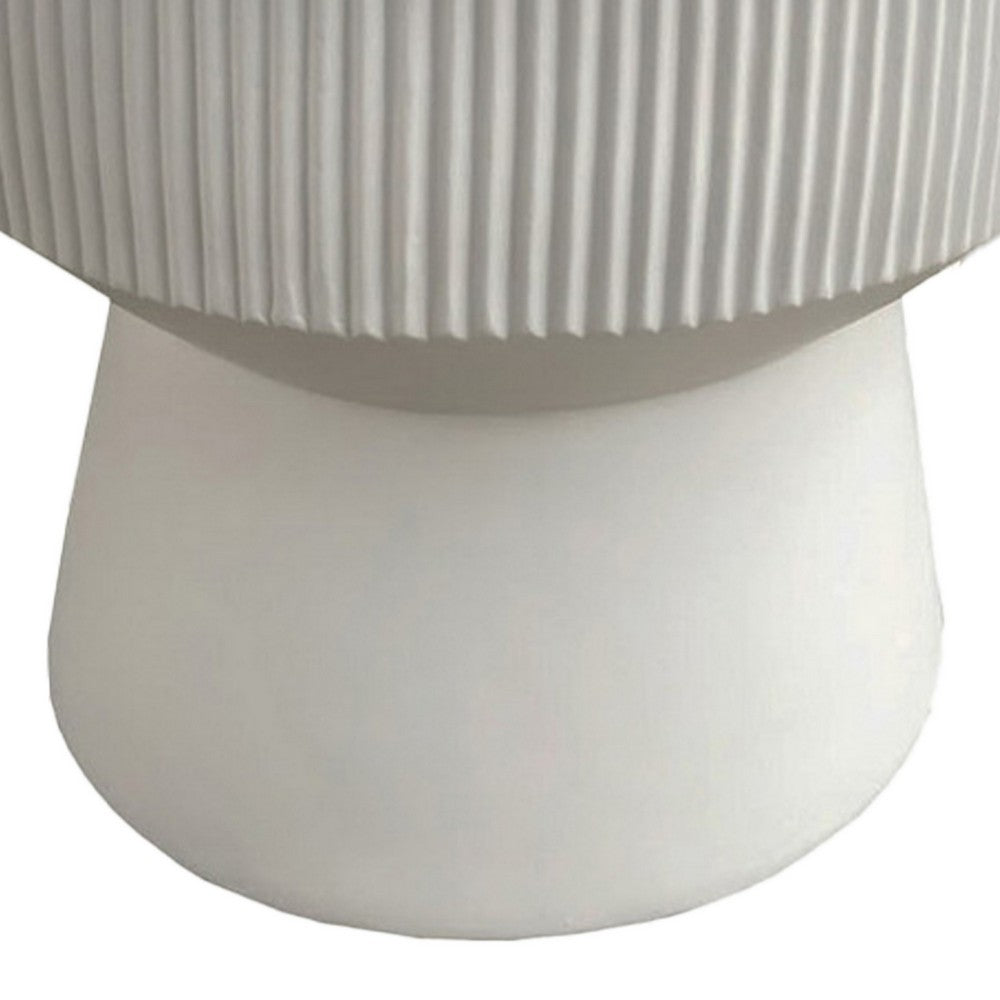 Keyan Accent Planter Set of 3, White Resin Ribbed Design, Tapered Base -BM331072