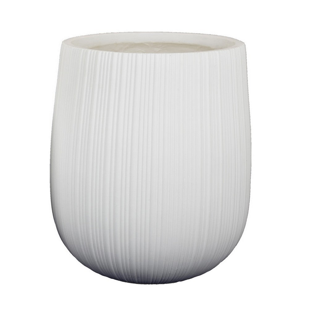 Keyan Accent Planter Set of 2, White Resin, Modern Round Textured -BM331073