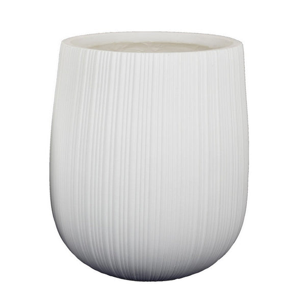Keyan Accent Planter Set of 2, White Resin, Modern Round Textured -BM331073