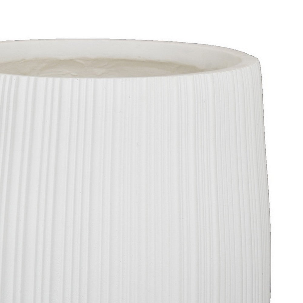 Keyan Accent Planter Set of 2, White Resin, Modern Round Textured -BM331073