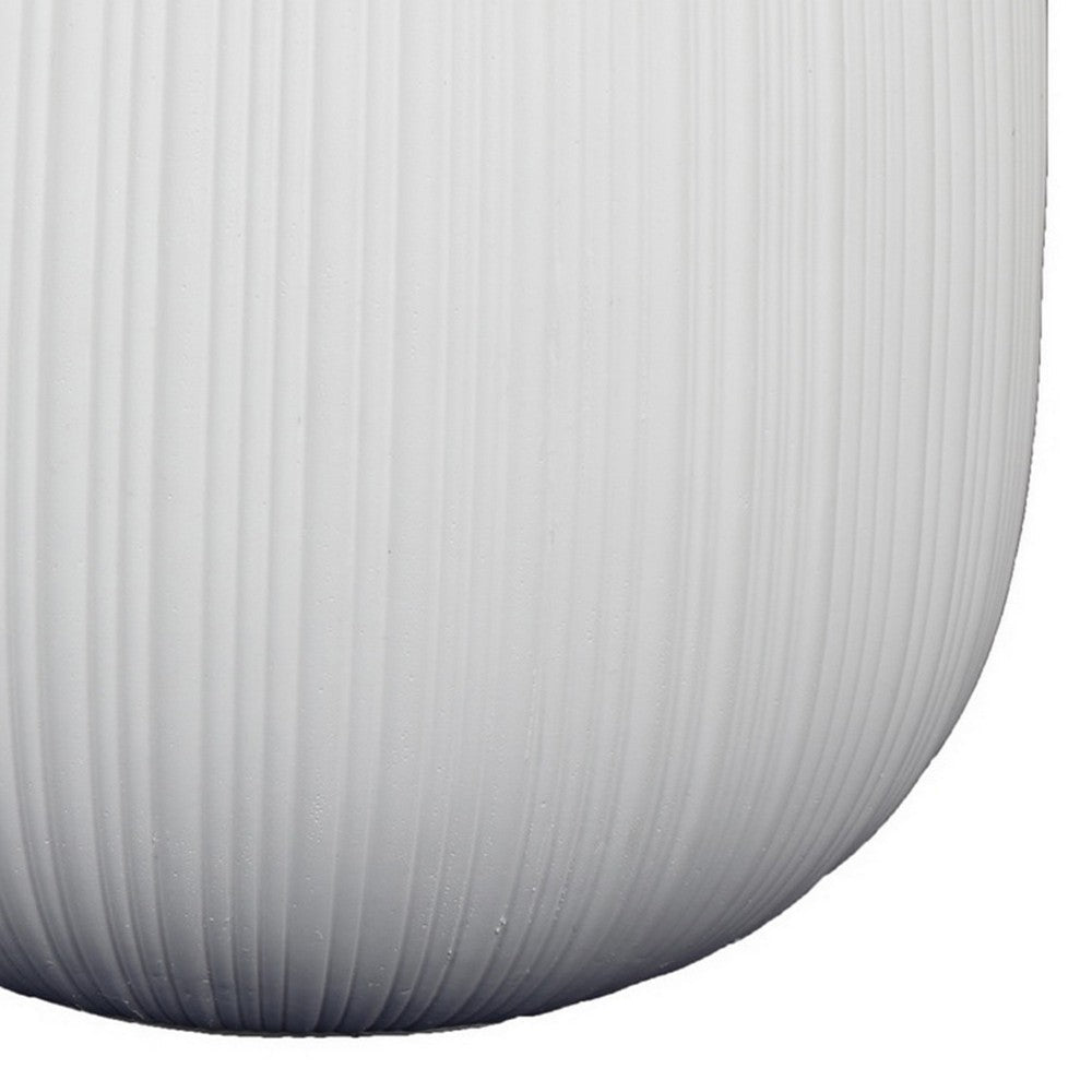 Keyan Accent Planter Set of 2, White Resin, Modern Round Textured -BM331073