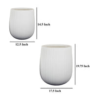 Keyan Accent Planter Set of 2, White Resin, Modern Round Textured -BM331073