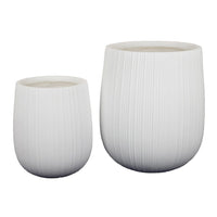Keyan Accent Planter Set of 2, White Resin, Modern Round Textured -BM331073