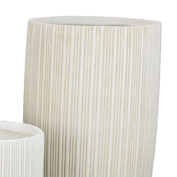 Keyan Accent Planter Set of 3, White Resin, Cylindrical Narrow Base -BM331074
