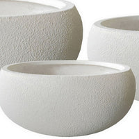 Keyan Accent Planter Set of 3, White Resin, Modern Smooth Bowl Shape -BM331075