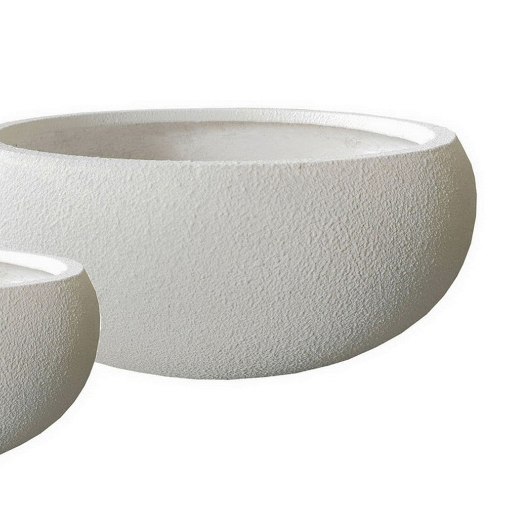 Keyan Accent Planter Set of 3, White Resin, Modern Smooth Bowl Shape -BM331075