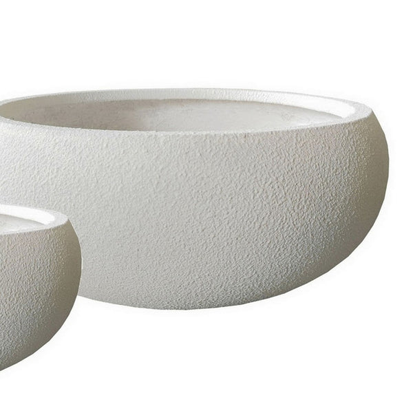 Keyan Accent Planter Set of 3, White Resin, Modern Smooth Bowl Shape -BM331075
