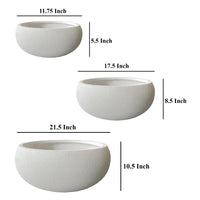 Keyan Accent Planter Set of 3, White Resin, Modern Smooth Bowl Shape -BM331075