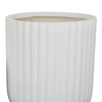 Keyan Accent Planter Set of 2, White Resin, Ribbed Design, Narrow Base -BM331076