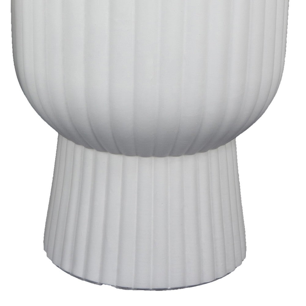 Keyan Accent Planter Set of 2, White Resin, Ribbed Design, Narrow Base -BM331076