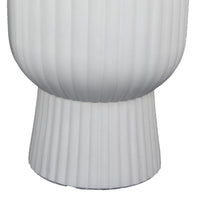 Keyan Accent Planter Set of 2, White Resin, Ribbed Design, Narrow Base -BM331076
