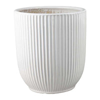 Lyna Accent Planter Set of 2, White Ceramic, Vertical Ribbed Texture -BM331077