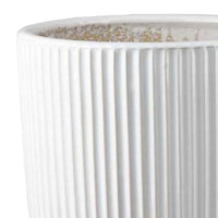 Lyna Accent Planter Set of 2, White Ceramic, Vertical Ribbed Texture -BM331077